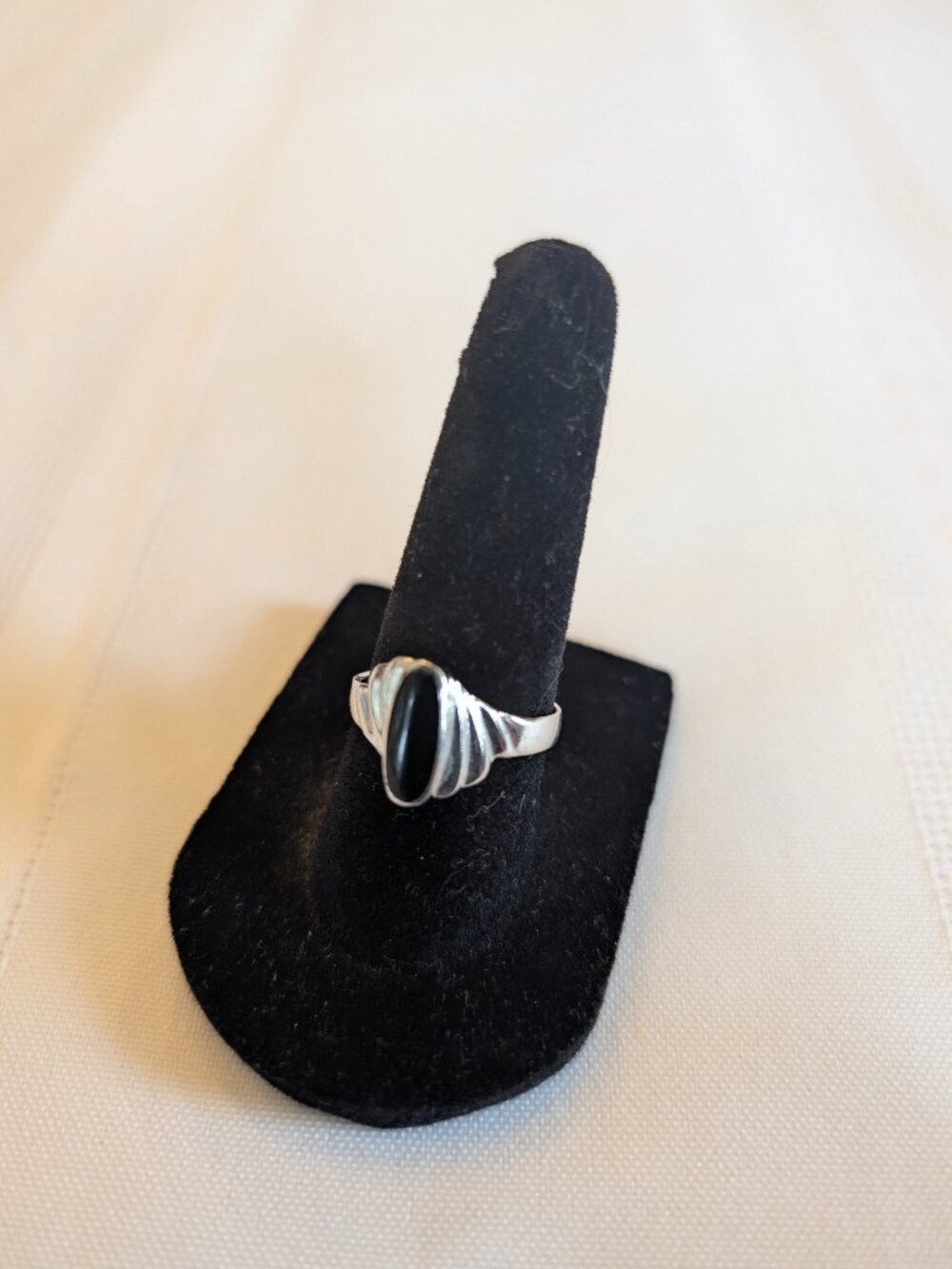 Sterling Silver Onyx Art Deco Styled Ring Size 6.75